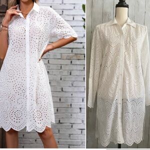 ANITA NAITHANI Eyelet Shirt Dress